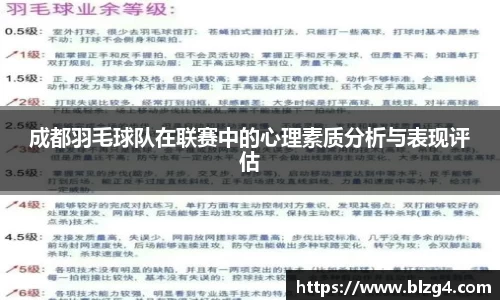 成都羽毛球队在联赛中的心理素质分析与表现评估